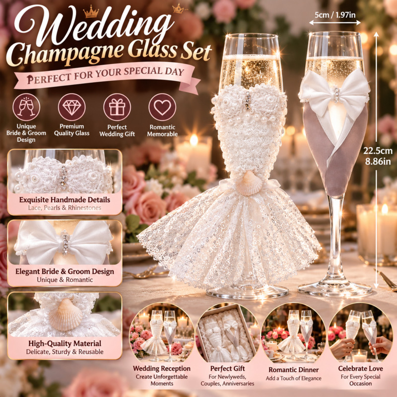 Wedding Champagne Flutes Set B - Home Bar Set 评论和价格